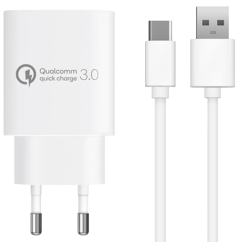 홈플래닛 퀄컴 공식인증 QC3.0 18W 고속충전기 + C타입 충전케이블 1.2m 세트