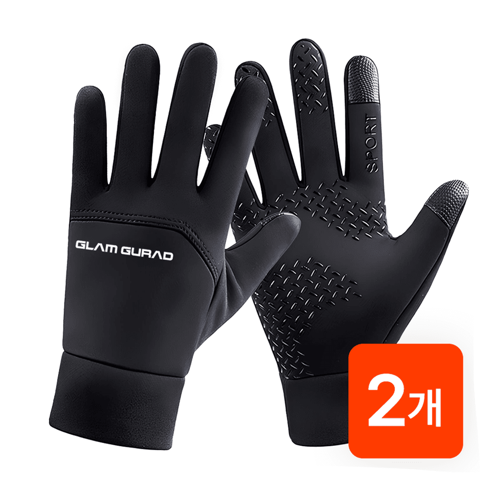 1+1 글램가드 따뜻한 겨울용 스마트폰 터치 기모 방한 장갑 2개
