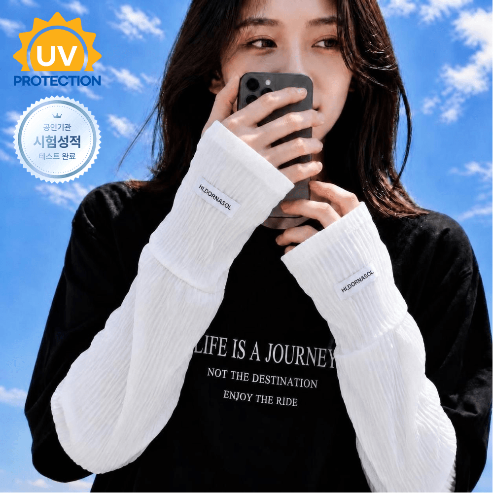 도르나솔 여성 헐렁한 쿨토시 냉감 팔토시, 1세트, 화이트