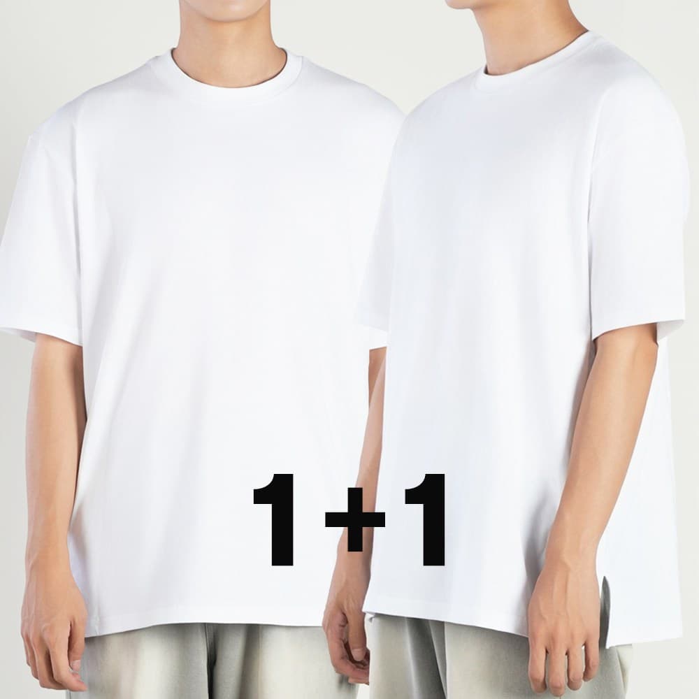 FITOJIM 레이어드 20수 면 트임 반팔 티셔츠 2장세트