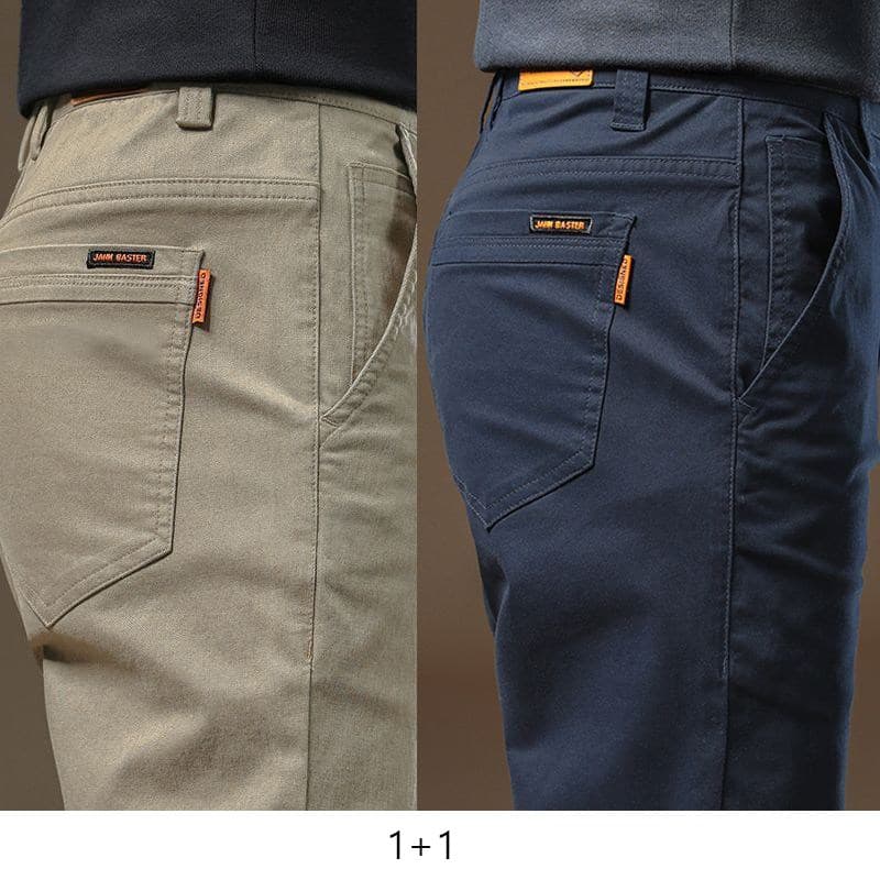 1+1 캐주얼 중년 남자 긴바지 캐주얼 팬츠 편안한 착용감 내구성 높은 면 소재 심플 디자인 JS