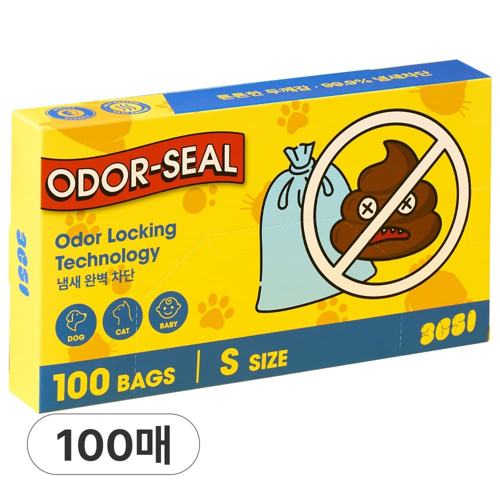 3651 오더씰 냄새차단 배변봉투 기저귀봉투, 3L, 100개