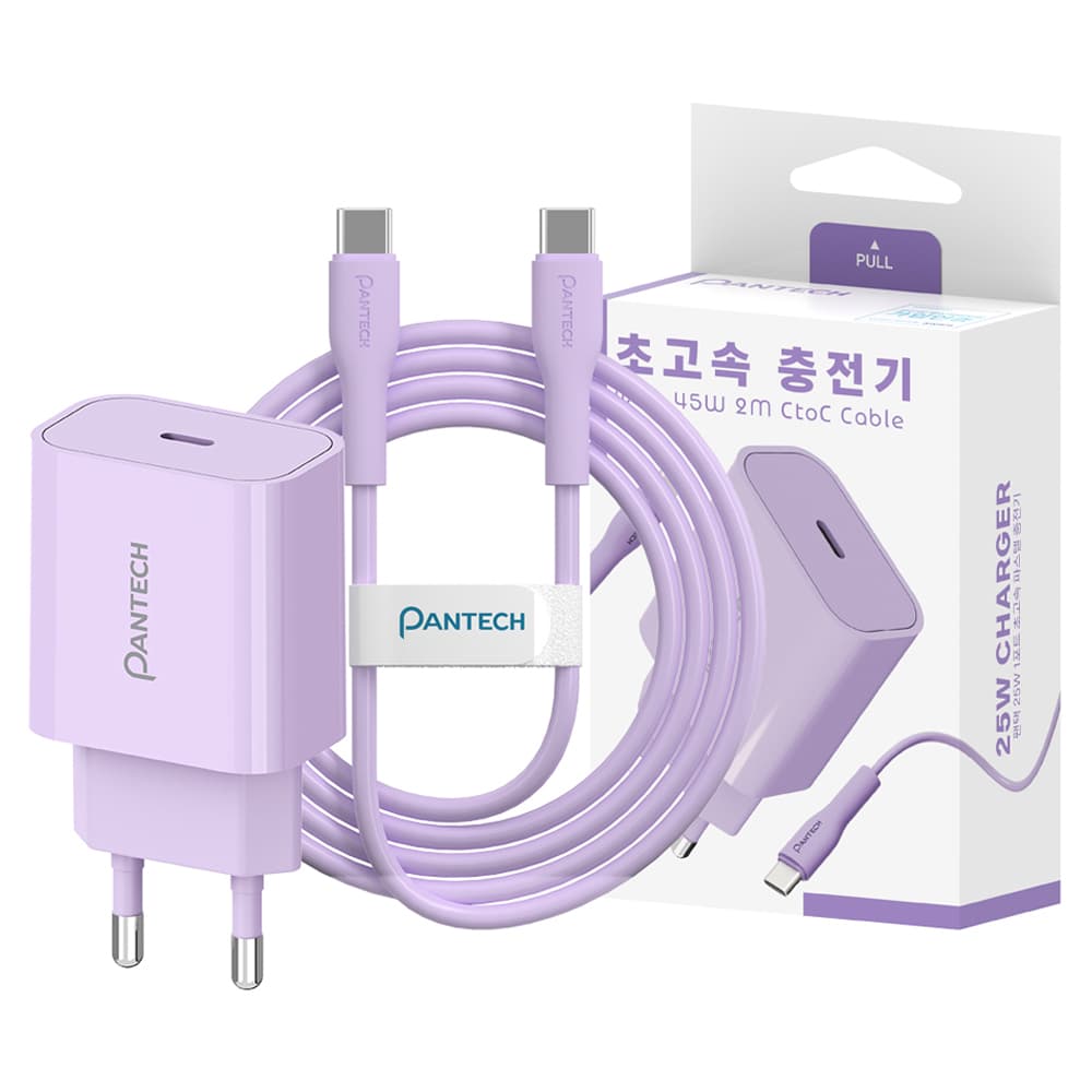 팬택 25W 1포트 파스텔 초고속충전기+ 45W 2m C to C 케이블 세트