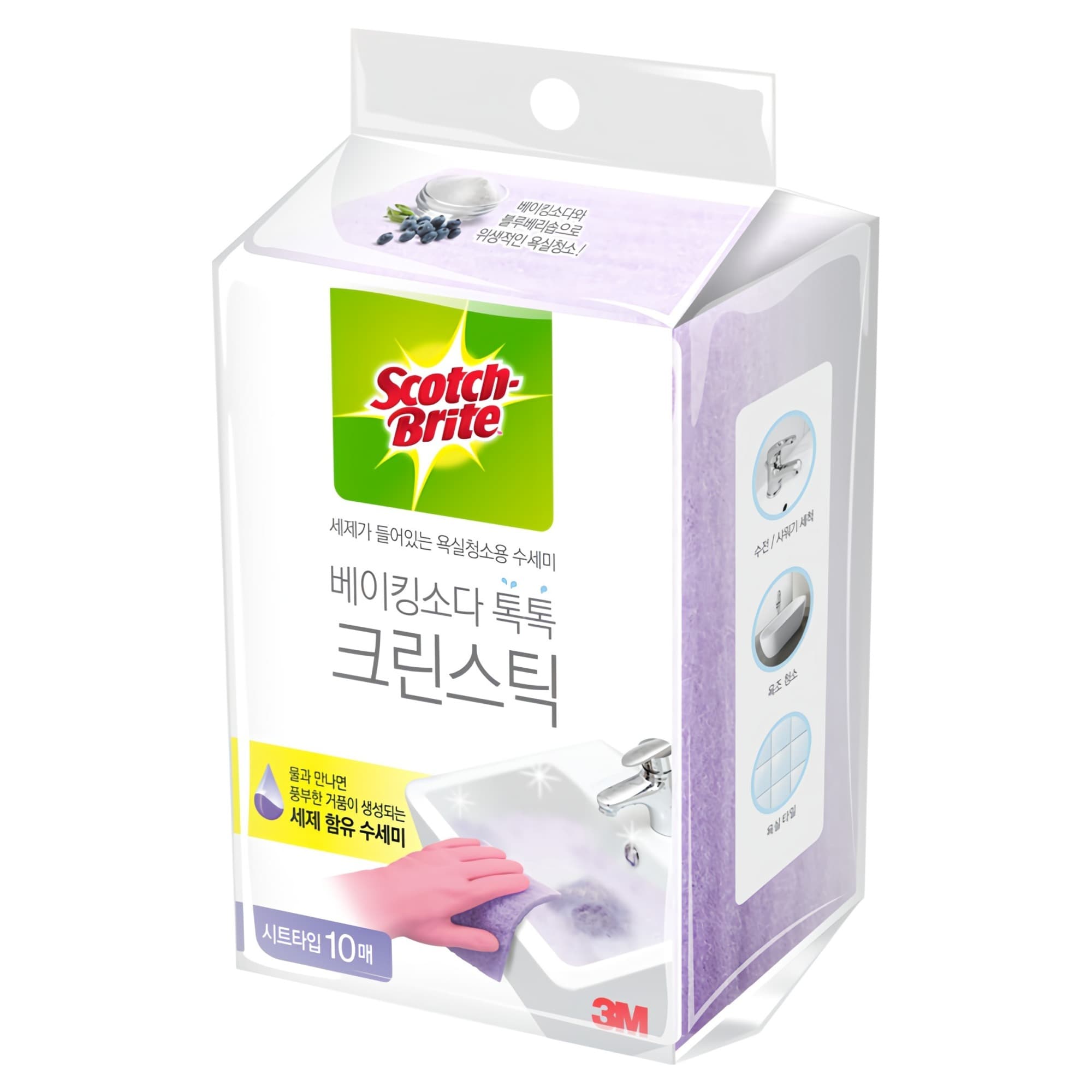 스카치브라이트 쓰리엠 베이킹소다 크린스틱 시트타입 보라색 본품 10p