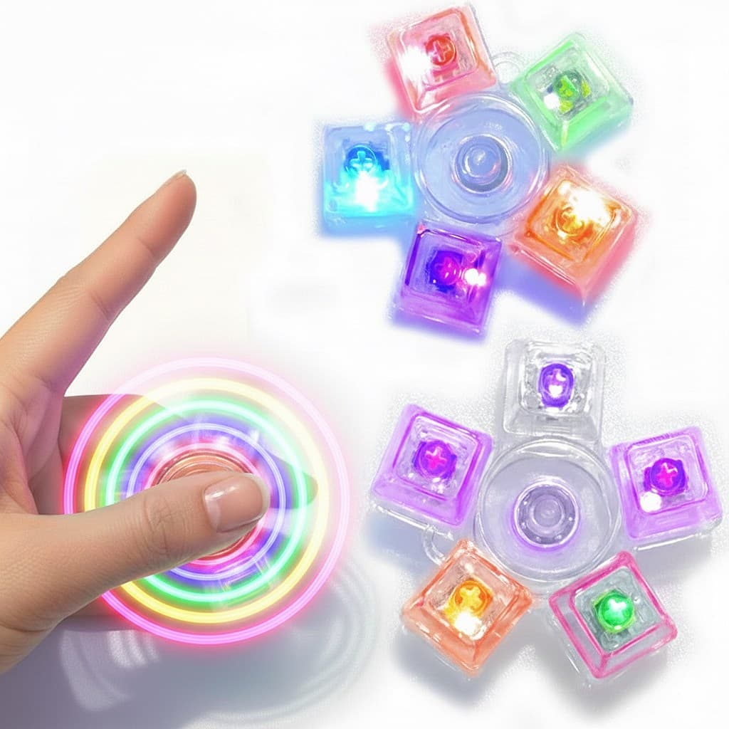 스피너 와 딸깍이 를 동시에 오각형 LED 불빛 스피너 키캡 피젯 토이
