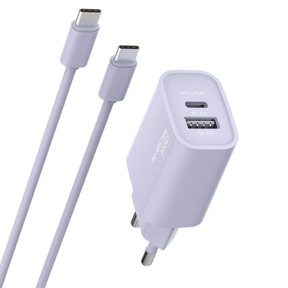 아이리버 25W 2포트 초고속 가정용 충전기 + CtoC 케이블 세트