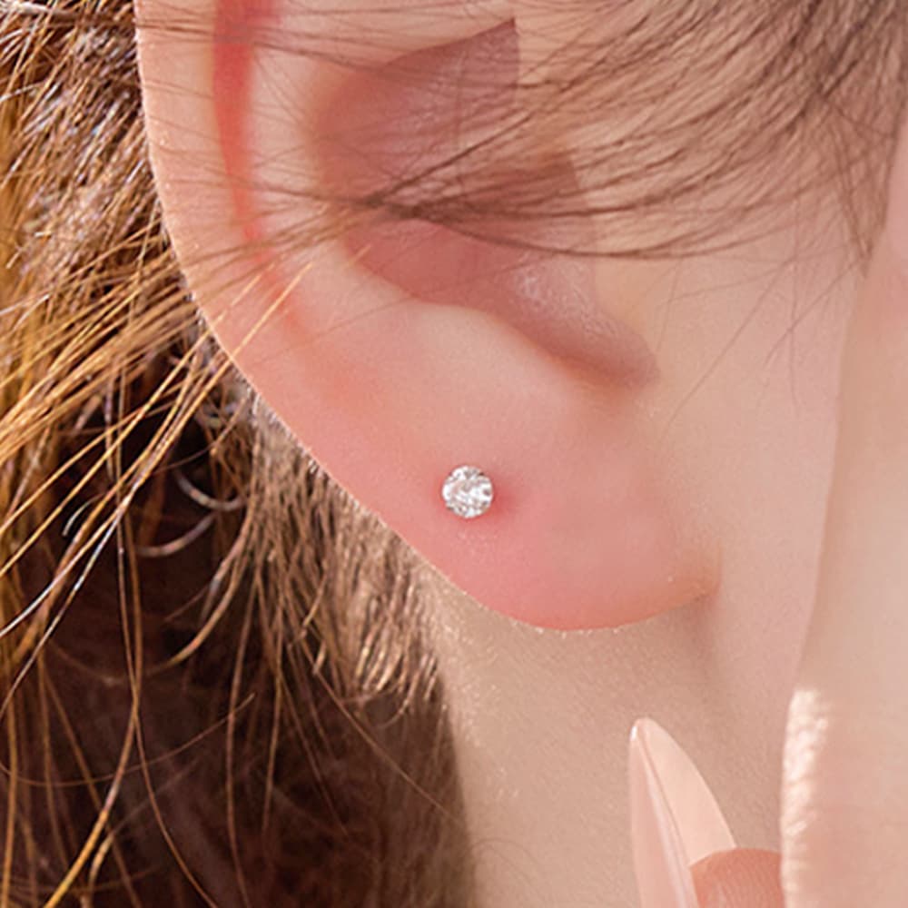 젤루나 여성용 써지컬 얇은 원큐빅 라운드 기본 바벨 볼 피어싱 3mm P-789 2p