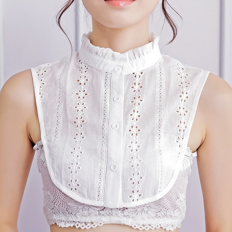 여성 순면 넥케이프 레이스카라 페이크 카라