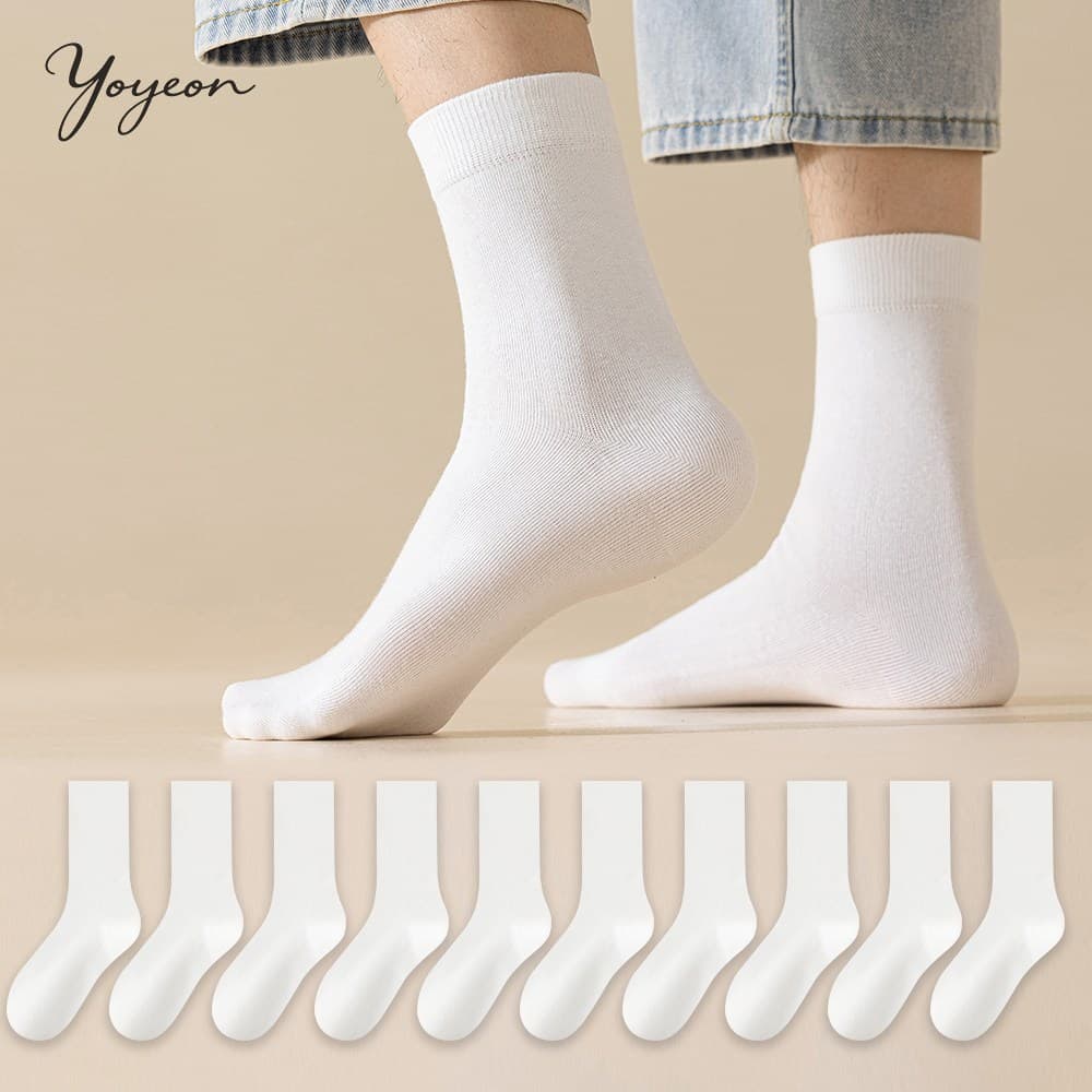 남성 여성 남여공용 땀흡수 냄새 방지 통기성 순면 무지 중목 양말 10켤레